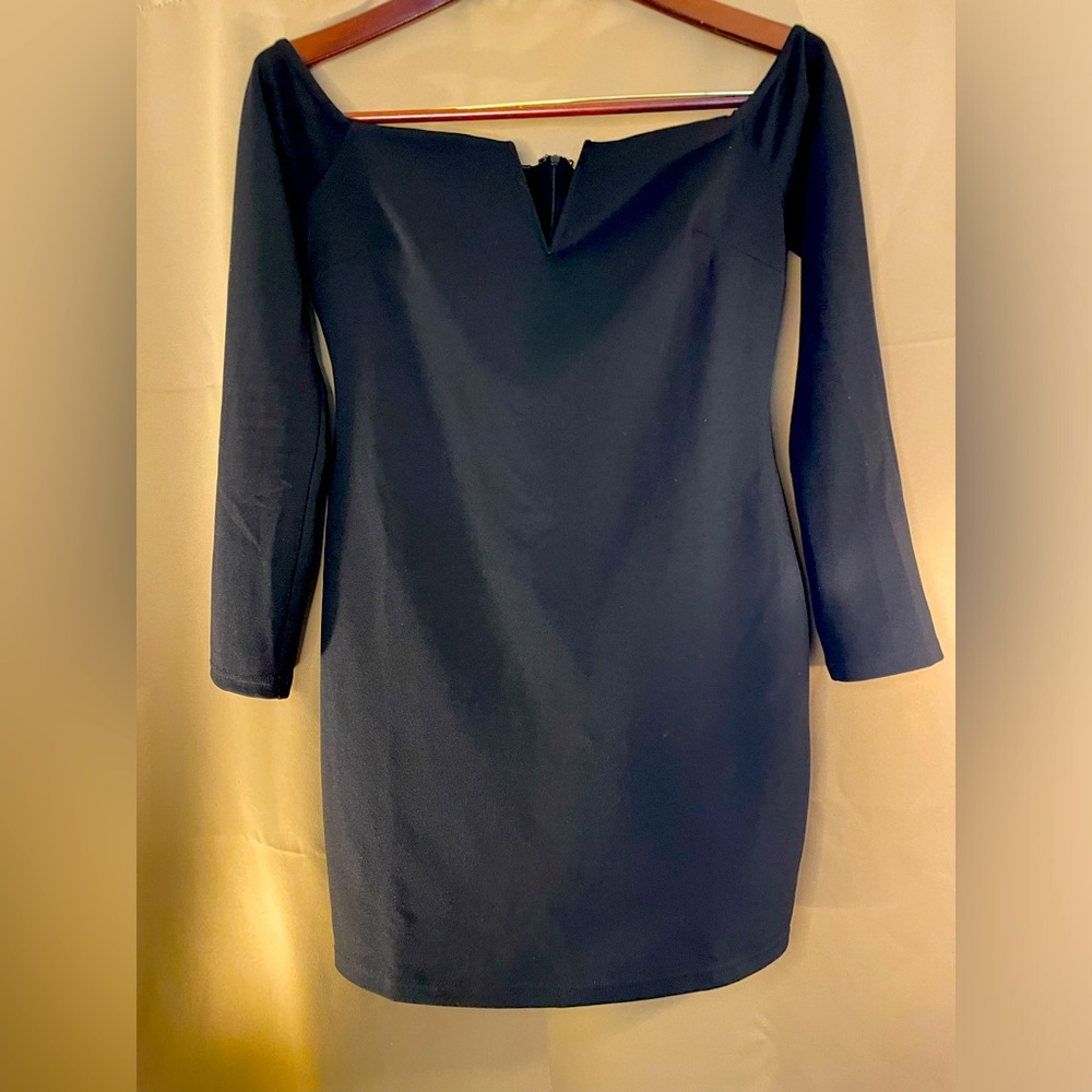 Lulus Over The Swoon Black Off Shoulder Fitted Mini Size Lg